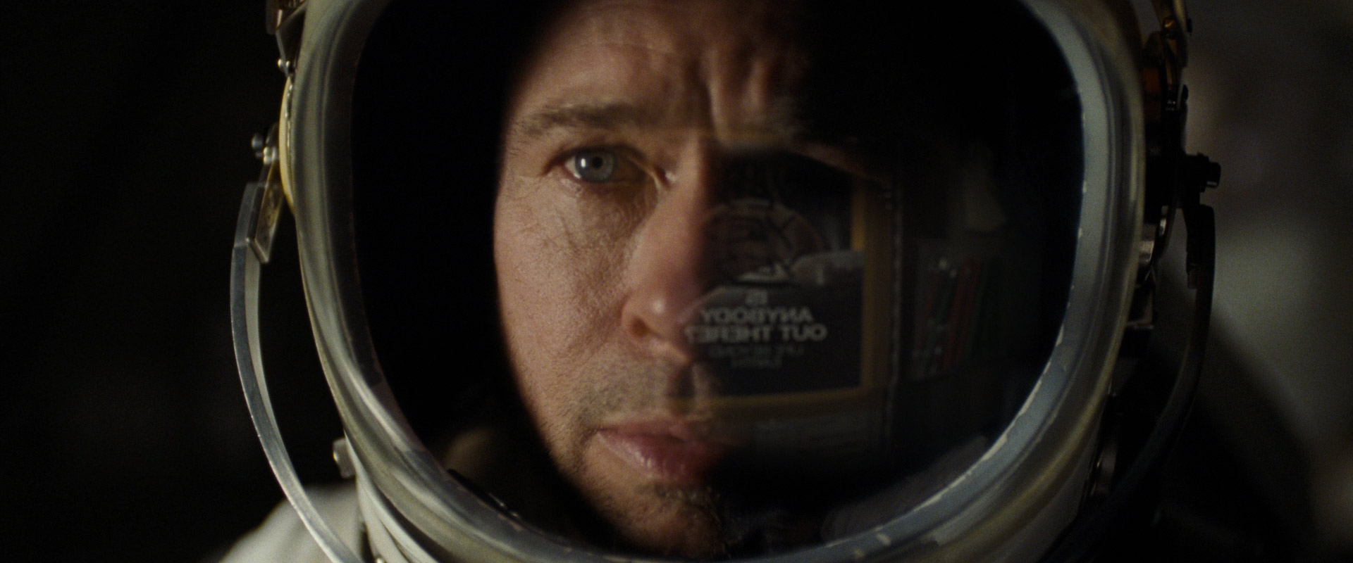 reflection, Brad Pitt, close up in Ad Astra