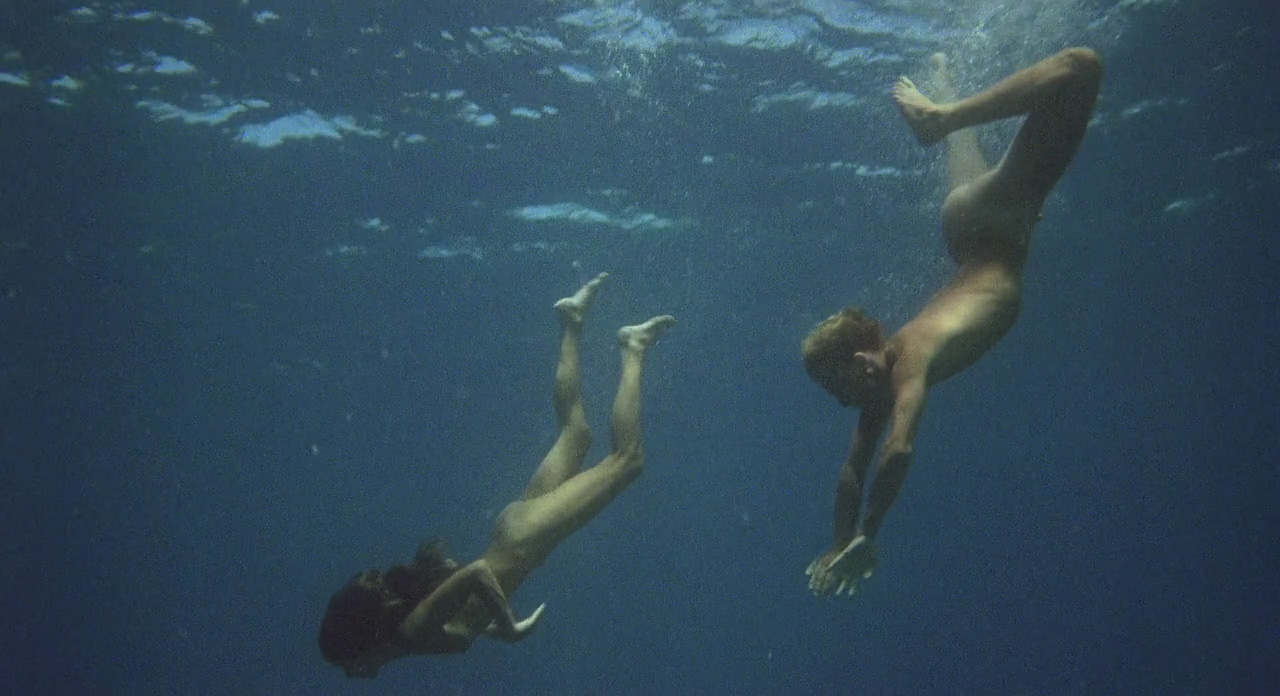 Blue lagoon swimming scene