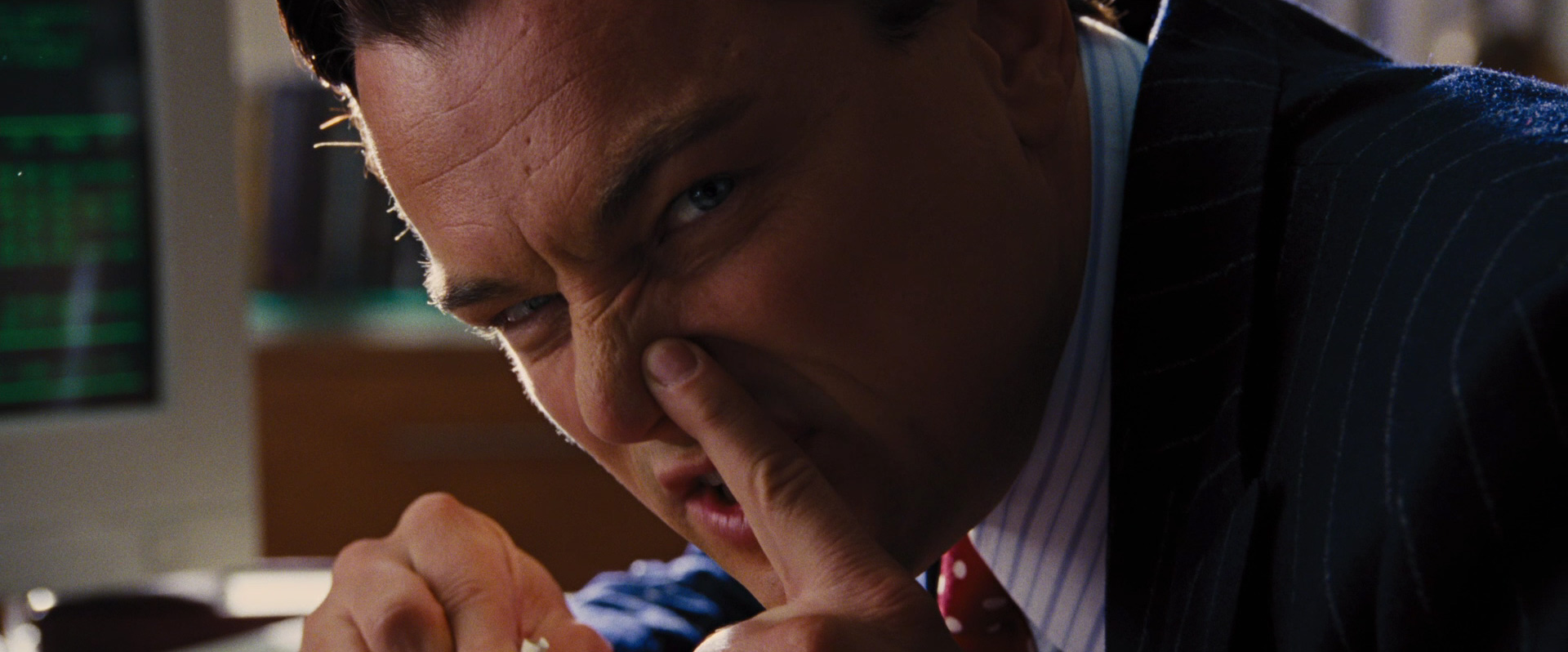 Leonardo DiCaprio as Jordan Belfort in The Wolf of Wall Street (2013). 