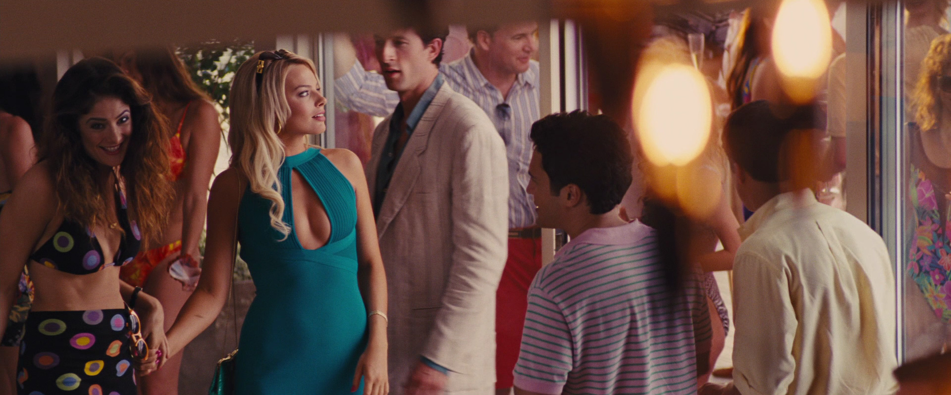 margot robbie wolf of wall street blue dress