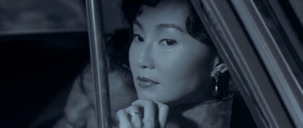 Maggie Cheung, black and white in 2046